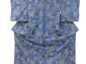 色紙にヱ霞・草花模様織り出し本場泥大島紬着物